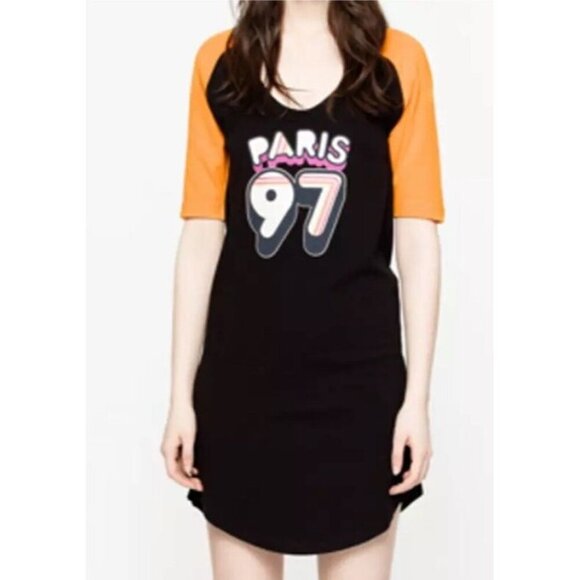 Zadig & Voltaire Sz XS Dress Mini Black 80s T-shirt retro Designer - Picture 1 of 7